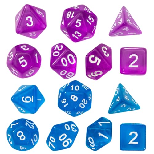 ZXUPOI 14 pcs Polyedrische Würfel Doppel-Farben Tisch Spiel Würfel für Dungeons and Dragons Pathfinder DND RPG MTG von ZXUPOI