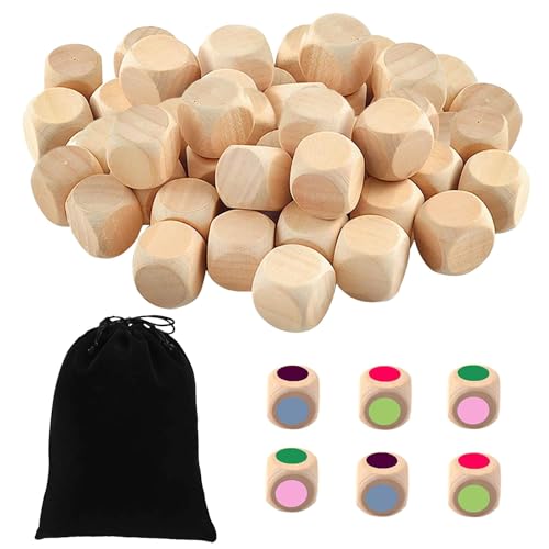 ZYEKIU 50 Stück Holzwürfel - Holz Würfel Blanko Würfel Spielwürfel - DIY Bastelprojekte ZYEKIU 50 Stück Holzwürfel - Holz Würfel Blanko Würfel Spielwürfel - DIY Bastelprojekte von ZYEKIU