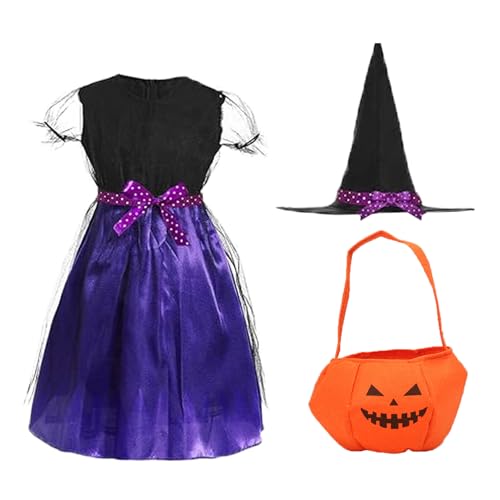 ZYEKIU Halloween Kostüm Hexenkostüm Kinder, Hexen Halloween kleid up mit Hexenhut und Sammeltasche, Fasching Cosplay Witch Costume Girl, für Karneval Maskerade Rollenspiele ZYEKIU Halloween Kostüm Hexenkostüm Kinder, Hexen Halloween kleid up mit Hexenhut und Sammeltasche, Fasching Cosplay Witch Costume Girl, für Karneval Maskerade Rollenspiele von ZYEKIU