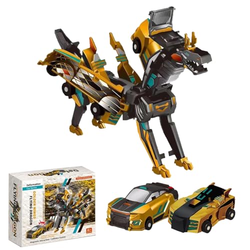 ZYEKIU Roboter Spielzeug, Unicorn Car Toy, Kinder Auto Spielzeug Kollision Deformation Kombinierter Roboter, Transformer Auto für Jungen und Mädchen Geburtstag (Gold Wing) von ZYEKIU