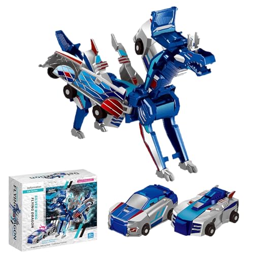 ZYEKIU Roboter Spielzeug, Unicorn Car Toy, Kinder Auto Spielzeug Kollision Deformation Kombinierter Roboter, Transformer Auto für Jungen und Mädchen Geburtstag (Silber Wing) von ZYEKIU