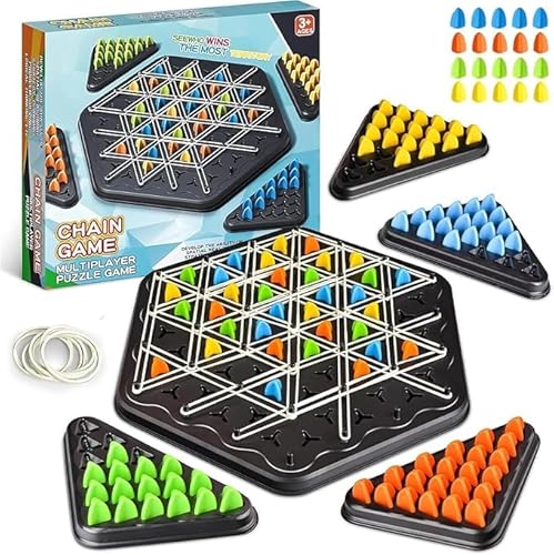 ZYEKIU Triggle Spiel mit Gummibänder, Triggle Spiel Schachbrett, Dreieck Schachspiel Strategie, Ketten Dreieck Schachspiel Tragbar, Brettspiele Dreieck für Familientreffen für Kinder und Erwachsene ZYEKIU Triggle Spiel mit Gummibänder, Triggle Spiel Schachbrett, Dreieck Schachspiel Strategie, Ketten Dreieck Schachspiel Tragbar, Brettspiele Dreieck für Familientreffen für Kinder und Erwachsene von ZYEKIU