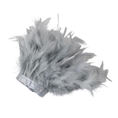 1/5/10 Meter Bunte Federn, Fransen, Bastelband, 10–15 cm, for Kleidung, Nähen, Hochzeitskleid, Dekoration, Band für Bastelarbeiten Hochzeit Party Dekoration(Gray,5M) von ZYFHYU