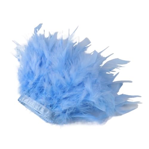 1/5/10 Meter Bunte Federn, Fransen, Bastelband, 10–15 cm, for Kleidung, Nähen, Hochzeitskleid, Dekoration, Band für Bastelarbeiten Hochzeit Party Dekoration(Lake Blue,5M) von ZYFHYU