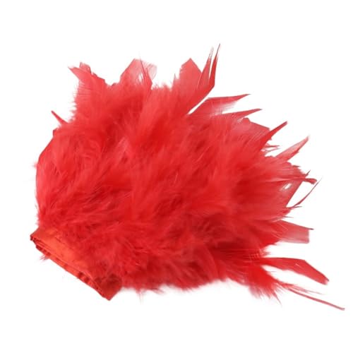 1/5/10 Meter Bunte Federn, Fransen, Bastelband, 10–15 cm, for Kleidung, Nähen, Hochzeitskleid, Dekoration, Band für Bastelarbeiten Hochzeit Party Dekoration(Red,1M) von ZYFHYU