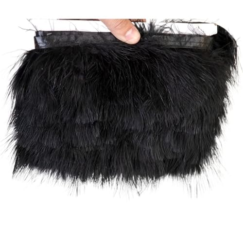 1 Meter Flauschige Federn, Fransenband, 10–15 cm, Feder auf Band, Fransen, Nähen, Party, Kleidung, Kleid, Dekoration für Bastelarbeiten Hochzeit Party Dekoration(Black) von ZYFHYU