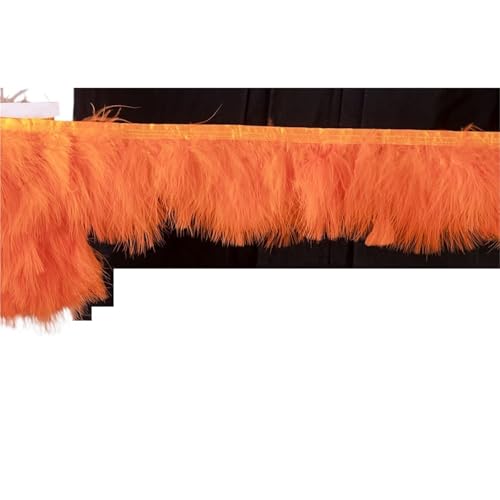 1 Meter Flauschige Federn, Fransenband, 10–15 cm, Feder auf Band, Fransen, Nähen, Party, Kleidung, Kleid, Dekoration für Bastelarbeiten Hochzeit Party Dekoration(Orange) von ZYFHYU