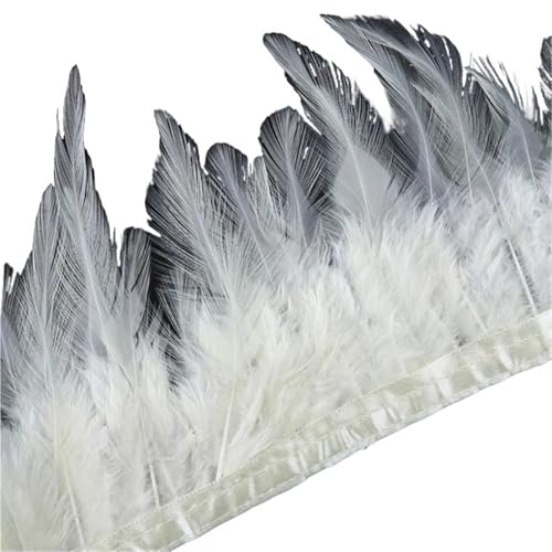 1 Meter Hühnerfederbesatz, 10–15 cm, Band, Nähfeder for Bastelzubehör, Party, Kostüm, Federdekoration für Bastelarbeiten Hochzeit Party Dekoration(Beige) von ZYFHYU