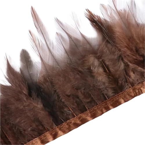 1 Meter Hühnerfederbesatz, 10–15 cm, Band, Nähfeder for Bastelzubehör, Party, Kostüm, Federdekoration für Bastelarbeiten Hochzeit Party Dekoration(Coffee) von ZYFHYU