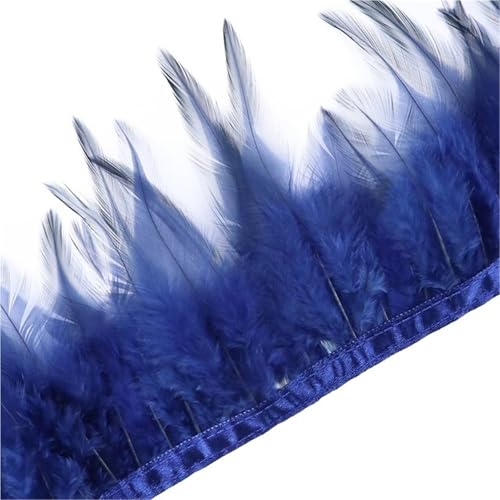 1 Meter Hühnerfederbesatz, 10–15 cm, Band, Nähfeder for Bastelzubehör, Party, Kostüm, Federdekoration für Bastelarbeiten Hochzeit Party Dekoration(Dark Blue) von ZYFHYU