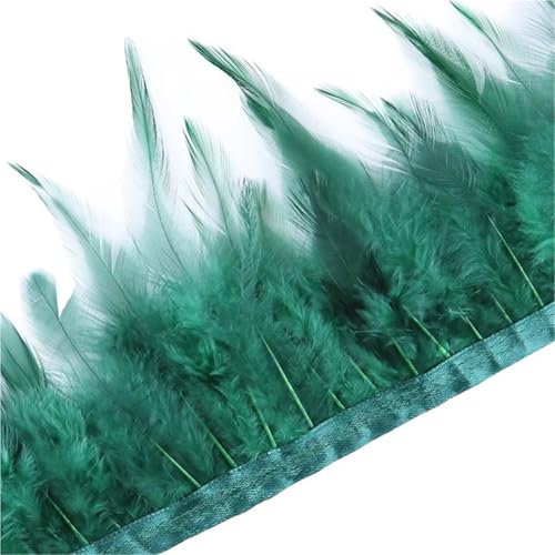 1 Meter Hühnerfederbesatz, 10–15 cm, Band, Nähfeder for Bastelzubehör, Party, Kostüm, Federdekoration für Bastelarbeiten Hochzeit Party Dekoration(Dark Green) von ZYFHYU