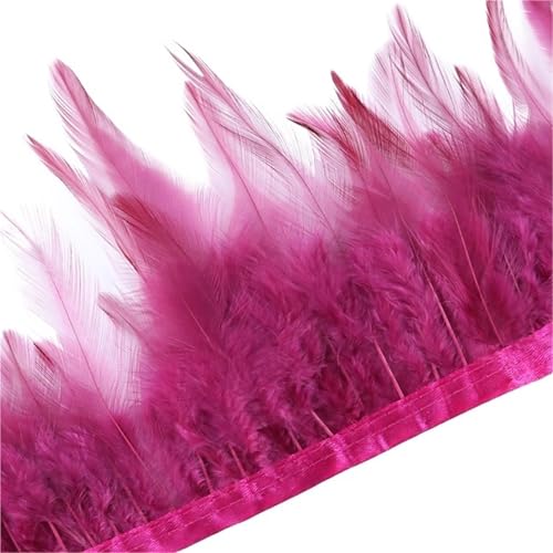 1 Meter Hühnerfederbesatz, 10–15 cm, Band, Nähfeder for Bastelzubehör, Party, Kostüm, Federdekoration für Bastelarbeiten Hochzeit Party Dekoration(Dark Wine Red) von ZYFHYU