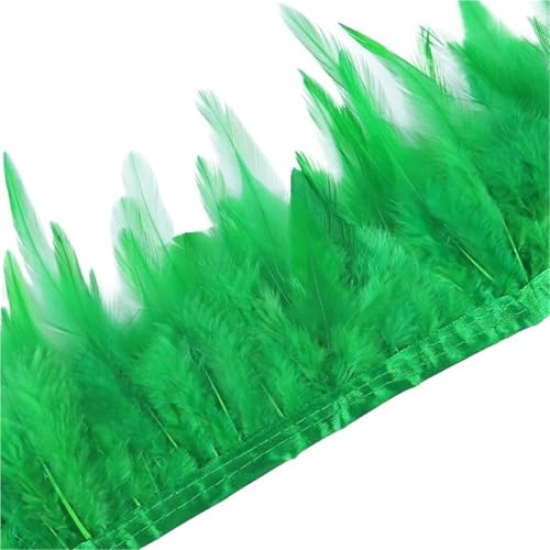 1 Meter Hühnerfederbesatz, 10–15 cm, Band, Nähfeder for Bastelzubehör, Party, Kostüm, Federdekoration für Bastelarbeiten Hochzeit Party Dekoration(Grass Green) von ZYFHYU