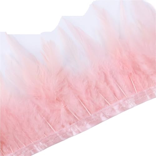 1 Meter Hühnerfederbesatz, 10–15 cm, Band, Nähfeder for Bastelzubehör, Party, Kostüm, Federdekoration für Bastelarbeiten Hochzeit Party Dekoration(Han Pink) von ZYFHYU