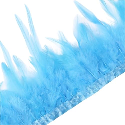 1 Meter Hühnerfederbesatz, 10–15 cm, Band, Nähfeder for Bastelzubehör, Party, Kostüm, Federdekoration für Bastelarbeiten Hochzeit Party Dekoration(Lake Blue) von ZYFHYU