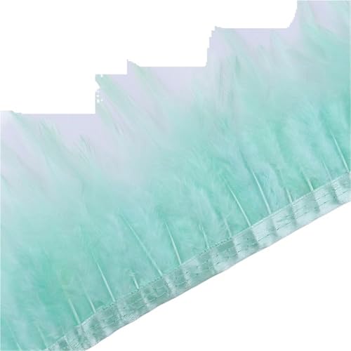 1 Meter Hühnerfederbesatz, 10–15 cm, Band, Nähfeder for Bastelzubehör, Party, Kostüm, Federdekoration für Bastelarbeiten Hochzeit Party Dekoration(Light Mint Green) von ZYFHYU