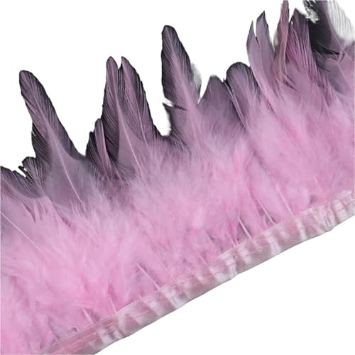 1 Meter Hühnerfederbesatz, 10–15 cm, Band, Nähfeder for Bastelzubehör, Party, Kostüm, Federdekoration für Bastelarbeiten Hochzeit Party Dekoration(Light Pink) von ZYFHYU