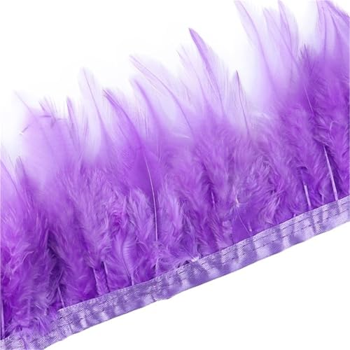 1 Meter Hühnerfederbesatz, 10–15 cm, Band, Nähfeder for Bastelzubehör, Party, Kostüm, Federdekoration für Bastelarbeiten Hochzeit Party Dekoration(Light Purple) von ZYFHYU