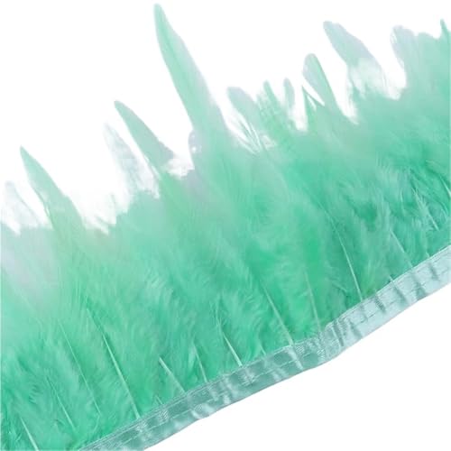 1 Meter Hühnerfederbesatz, 10–15 cm, Band, Nähfeder for Bastelzubehör, Party, Kostüm, Federdekoration für Bastelarbeiten Hochzeit Party Dekoration(Mint Green) von ZYFHYU