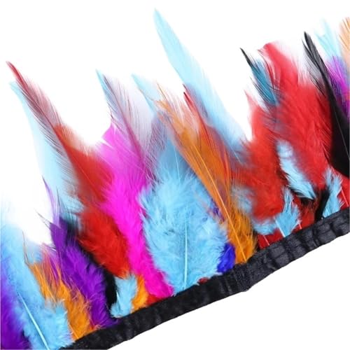 1 Meter Hühnerfederbesatz, 10–15 cm, Band, Nähfeder for Bastelzubehör, Party, Kostüm, Federdekoration für Bastelarbeiten Hochzeit Party Dekoration(Mixed Color) von ZYFHYU