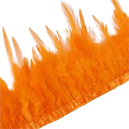 1 Meter Hühnerfederbesatz, 10–15 cm, Band, Nähfeder for Bastelzubehör, Party, Kostüm, Federdekoration für Bastelarbeiten Hochzeit Party Dekoration(Orange) von ZYFHYU