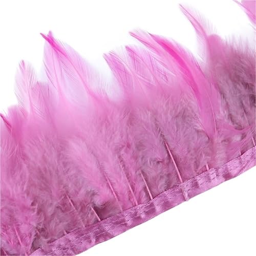 1 Meter Hühnerfederbesatz, 10–15 cm, Band, Nähfeder for Bastelzubehör, Party, Kostüm, Federdekoration für Bastelarbeiten Hochzeit Party Dekoration(Pink) von ZYFHYU