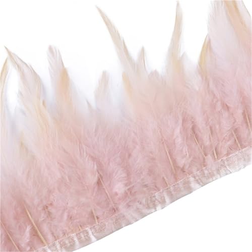 1 Meter Hühnerfederbesatz, 10–15 cm, Band, Nähfeder for Bastelzubehör, Party, Kostüm, Federdekoration für Bastelarbeiten Hochzeit Party Dekoration(Pink2) von ZYFHYU