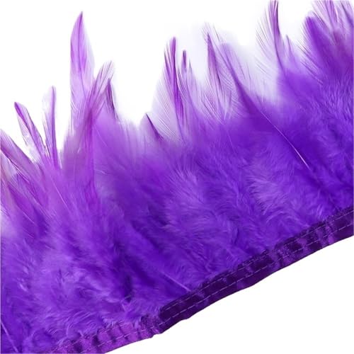1 Meter Hühnerfederbesatz, 10–15 cm, Band, Nähfeder for Bastelzubehör, Party, Kostüm, Federdekoration für Bastelarbeiten Hochzeit Party Dekoration(Purple) von ZYFHYU