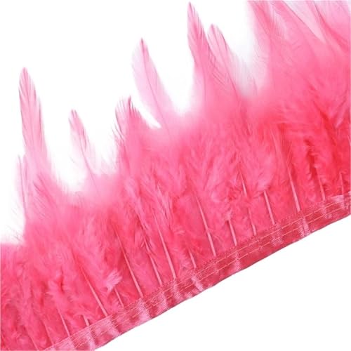 1 Meter Hühnerfederbesatz, 10–15 cm, Band, Nähfeder for Bastelzubehör, Party, Kostüm, Federdekoration für Bastelarbeiten Hochzeit Party Dekoration(Red3) von ZYFHYU