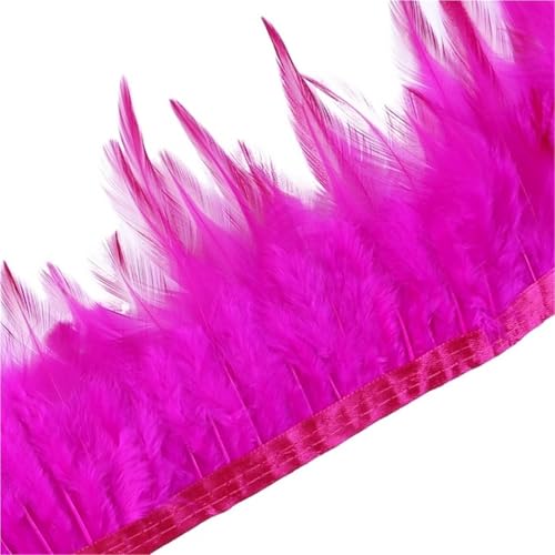 1 Meter Hühnerfederbesatz, 10–15 cm, Band, Nähfeder for Bastelzubehör, Party, Kostüm, Federdekoration für Bastelarbeiten Hochzeit Party Dekoration(Rose Red) von ZYFHYU