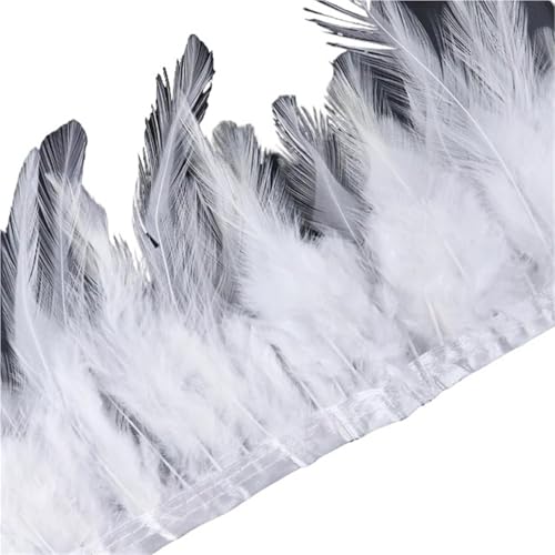 1 Meter Hühnerfederbesatz, 10–15 cm, Band, Nähfeder for Bastelzubehör, Party, Kostüm, Federdekoration für Bastelarbeiten Hochzeit Party Dekoration(White) von ZYFHYU