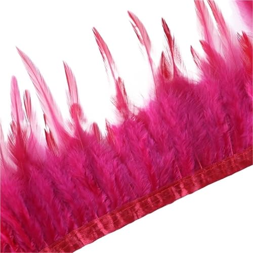1 Meter Hühnerfederbesatz, 10–15 cm, Band, Nähfeder for Bastelzubehör, Party, Kostüm, Federdekoration für Bastelarbeiten Hochzeit Party Dekoration(Wine Red) von ZYFHYU