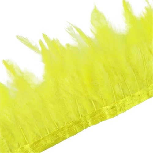 1 Meter Hühnerfederbesatz, 10–15 cm, Band, Nähfeder for Bastelzubehör, Party, Kostüm, Federdekoration für Bastelarbeiten Hochzeit Party Dekoration(Yellow) von ZYFHYU