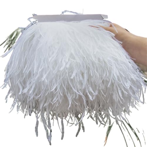 1 Meter Straußenfederbesatz 10–15/15–18/18–22 cm Federn-Fransenband for Zuhause, Party, Kleid, Nähen, Hochzeitsdekoration für Bastelarbeiten Hochzeit Party Dekoration(Gray,15-18 cm 6-7 inches) von ZYFHYU