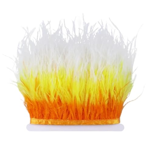 1 Meter Straußenfedern-Besatzband, gefärbter Farbverlauf, Straußenfederfransen for Bastelarbeiten, Partys, Festivals, Dekorationszubehör für Bastelarbeiten Hochzeit Party Dekoration(Style 7) von ZYFHYU