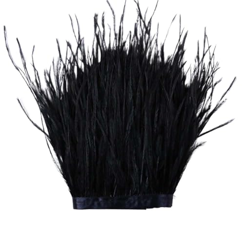1 m, 6–22 cm, Straußenfedern, Besatz for Hochzeitskleid, Kleidung, Accessoires, Party-Dekoration, Pflaumenfransen für Bastelarbeiten Hochzeit Party Dekoration(Black,10-15CM) von ZYFHYU