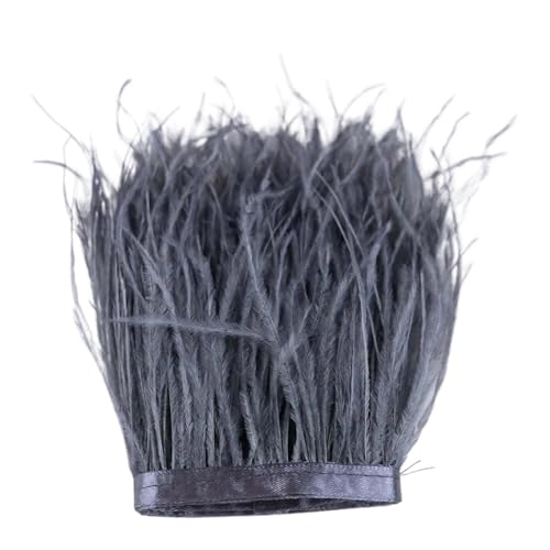 1 m, 6–22 cm, Straußenfedern, Besatz for Hochzeitskleid, Kleidung, Accessoires, Party-Dekoration, Pflaumenfransen für Bastelarbeiten Hochzeit Party Dekoration(Dark Gray,8-10 cm) von ZYFHYU