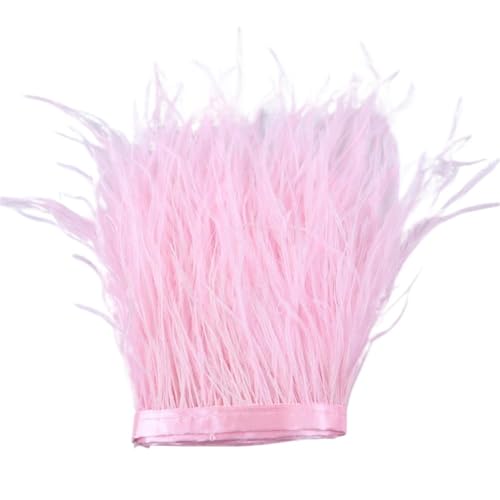 1 m, 6–22 cm, Straußenfedern, Besatz for Hochzeitskleid, Kleidung, Accessoires, Party-Dekoration, Pflaumenfransen für Bastelarbeiten Hochzeit Party Dekoration(Light Pink,6-8 cm) von ZYFHYU