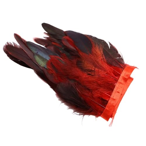 1 m Federbesatz mit Fransen for Basteln, 13–18 cm, Federband, DIY, Nähen, Kleidung, Partydekorationen für Bastelarbeiten Hochzeit Party Dekoration(Red) von ZYFHYU