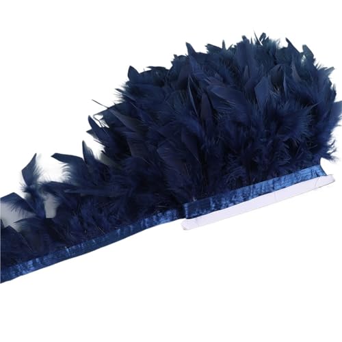 10-15 cm Federn Trim DIY Hochzeit Türkei Feder Band Handwerk Nähen Kleidung Party Plume Handgemachte Wohnkultur für Bastelarbeiten Hochzeit Party Dekoration(Dark Blue,10 Meters) von ZYFHYU