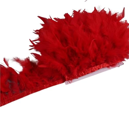 10-15 cm Federn Trim DIY Hochzeit Türkei Feder Band Handwerk Nähen Kleidung Party Plume Handgemachte Wohnkultur für Bastelarbeiten Hochzeit Party Dekoration(Red,10 Meters) von ZYFHYU
