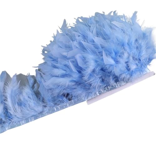 10-15 cm Federn Trim DIY Hochzeit Türkei Feder Band Handwerk Nähen Kleidung Party Plume Handgemachte Wohnkultur für Bastelarbeiten Hochzeit Party Dekoration(Sky Blue,5 Meters) von ZYFHYU