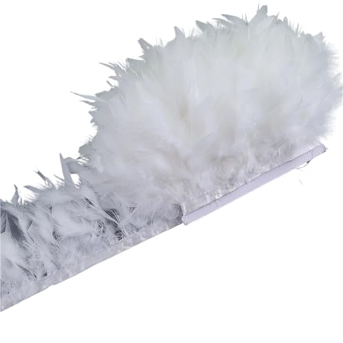 10-15 cm Federn Trim DIY Hochzeit Türkei Feder Band Handwerk Nähen Kleidung Party Plume Handgemachte Wohnkultur für Bastelarbeiten Hochzeit Party Dekoration(White,10 Meters) von ZYFHYU