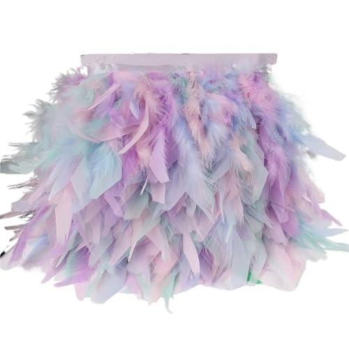 10 Meter Federbesatz mit Fransen, 10–15 cm, Federband, Kunsthandwerk, Kleidung, Kleid, Nähen, Federn, Dekoration für Bastelarbeiten Hochzeit Party Dekoration(Mixed pink Purple) von ZYFHYU
