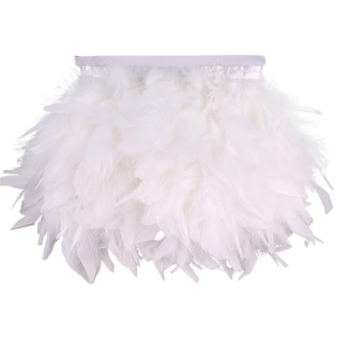 10 Meter Federbesatz mit Fransen, 10–15 cm, Federband, Kunsthandwerk, Kleidung, Kleid, Nähen, Federn, Dekoration für Bastelarbeiten Hochzeit Party Dekoration(White) von ZYFHYU