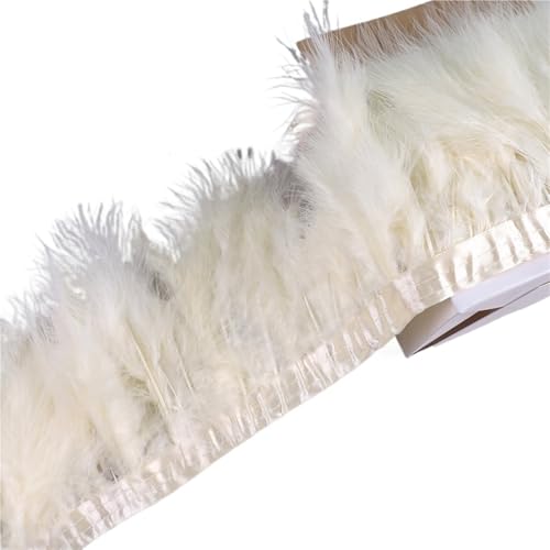 10 Meter Federbesatzband, Federfransen for Hochzeitskleid, Dekor, Nähzubehör für Bastelarbeiten Hochzeit Party Dekoration(Beige) von ZYFHYU