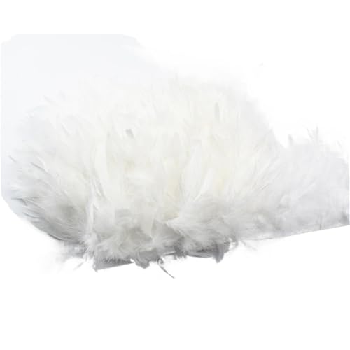 10 Meter Flauschige Federn, Quasten, Fransenbesatz, Band, Feder auf , Nähen, Besatz, Kleidung, Kleid, Dekoration für Bastelarbeiten Hochzeit Party Dekoration(1.White) von ZYFHYU
