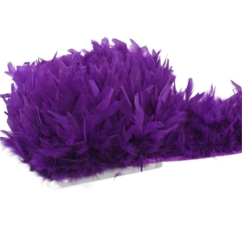 10 Meter Flauschige Federn, Quasten, Fransenbesatz, Band, Feder auf , Nähen, Besatz, Kleidung, Kleid, Dekoration für Bastelarbeiten Hochzeit Party Dekoration(13.Purple Red) von ZYFHYU