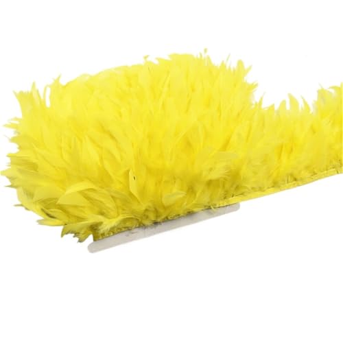 10 Meter Flauschige Federn, Quasten, Fransenbesatz, Band, Feder auf , Nähen, Besatz, Kleidung, Kleid, Dekoration für Bastelarbeiten Hochzeit Party Dekoration(15.Yellow) von ZYFHYU
