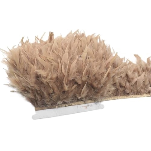10 Meter Flauschige Federn, Quasten, Fransenbesatz, Band, Feder auf , Nähen, Besatz, Kleidung, Kleid, Dekoration für Bastelarbeiten Hochzeit Party Dekoration(19.Khaki) von ZYFHYU